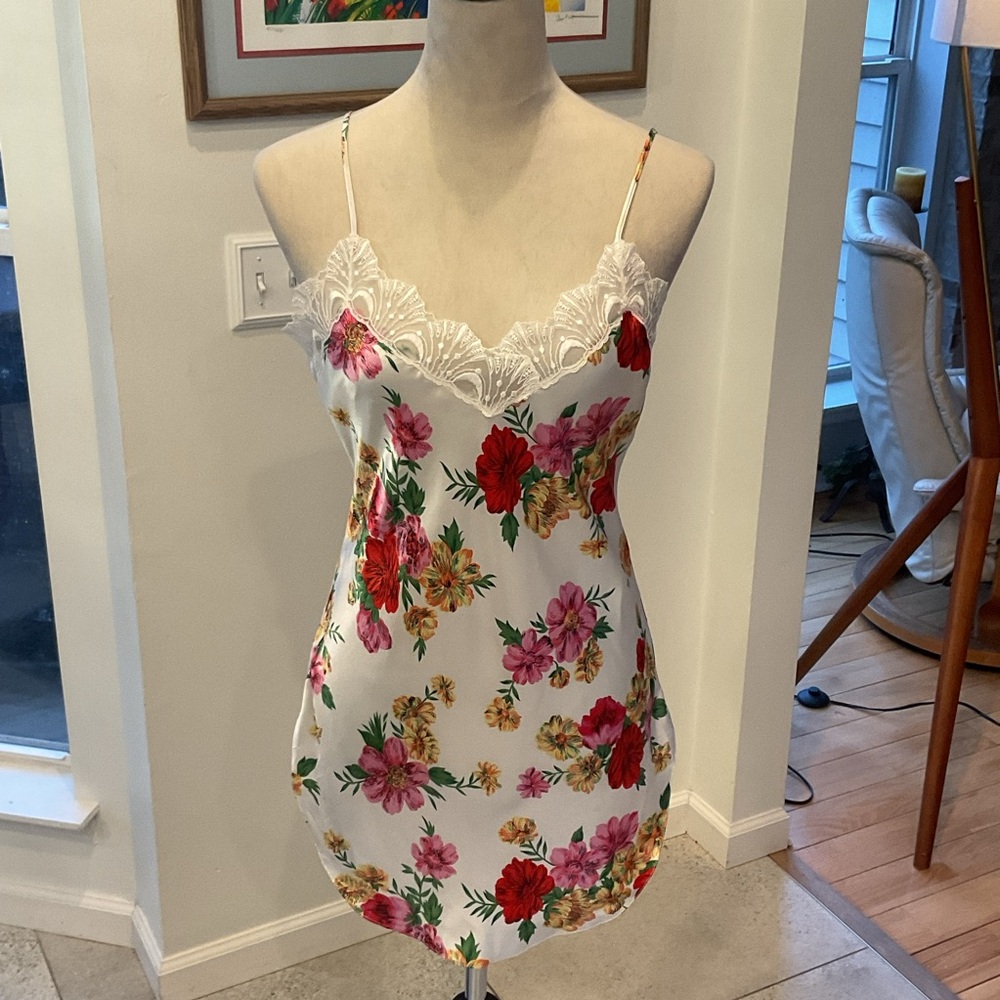 Victoria's Secret White Floral Chemise with Lace